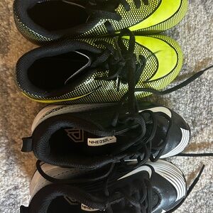 Nike Kids Neon Yellow and Black Sneakers
Soccer and baseball shoe bundle.